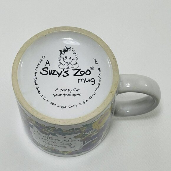 Vintage 1994 Suzy Zoo Mug Pansy For Thoughts Women Garden Gardener Flower Spring - Picture 9 of 11